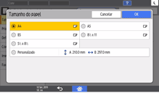 Ilustração da tela do painel de operação