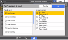 Ilustração da tela do painel de operação