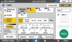 Ilustração da tela do painel de operação
