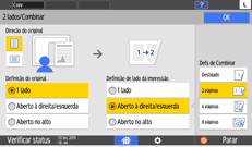 Ilustração da tela do painel de operação