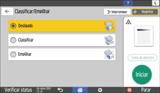 Ilustração da tela do painel de operação