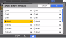 Ilustração da tela do painel de operação