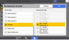 Ilustração da tela do painel de operação