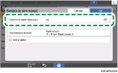 Ilustração da tela do painel de operação