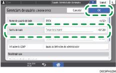 Ilustração da tela do painel de operação