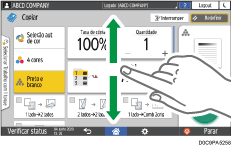 Ilustração da tela do painel de operação