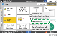 Ilustração da tela do painel de operação