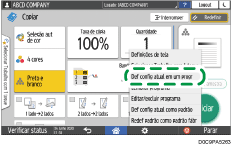 Ilustração da tela do painel de operação