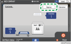 Ilustração da tela do painel de operação
