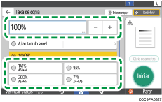 Ilustração da tela do painel de operação