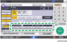 Ilustração da tela do painel de operação