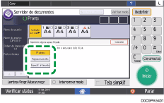 Ilustração da tela do painel de operação