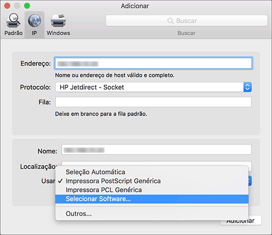 Ilustração da tela do driver