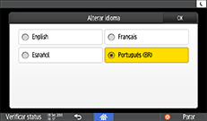 Ilustração da tela do painel de operação