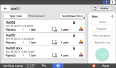 Ilustração da tela do painel de operação