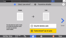 Illustration de l'écran du panneau de commande