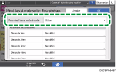 Illustration de l'écran du panneau de commande
