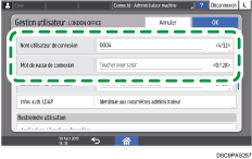 Illustration de l'écran du panneau de commande
