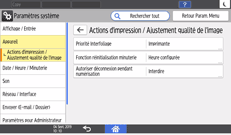 Illustration de l'écran du panneau de commande