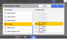 Illustration de l'écran du panneau de commande