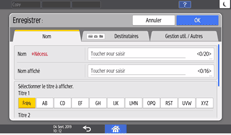Illustration de l'écran du panneau de commande