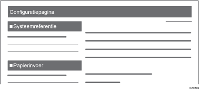 Afbeelding van afgedrukte items op de configuratiepagina