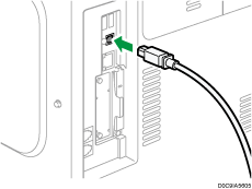 Afbeelding van het aansluiten van de USB-interfacekabel