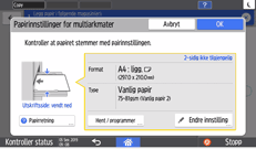Illustrasjon av betjeningspanelet