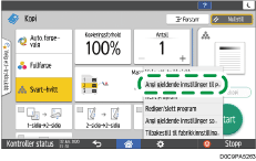 Illustrasjon av betjeningspanelet