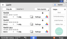 Illustrasjon av betjeningspanelet