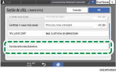 Ilustração do ecrã do painel de operação