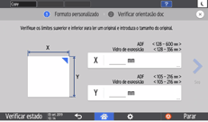 Ilustração do ecrã do painel de operação