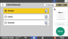 Ilustração do ecrã do painel de operação