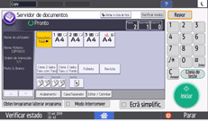 Ilustração do ecrã do painel de operação