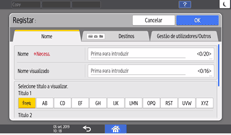 Ilustração do ecrã do painel de operação