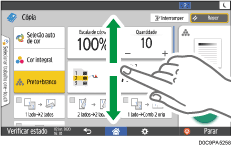 Ilustração do ecrã do painel de operação