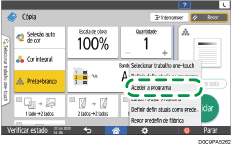 Ilustração do ecrã do painel de operação