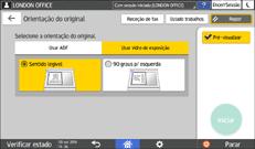 Ilustração do ecrã do painel de operação