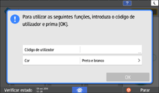 Ilustração do ecrã do painel de operação