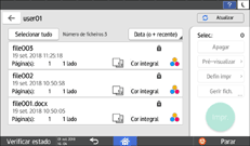 Ilustração do ecrã do painel de operação