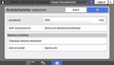 Bild på användarpanelens skärm