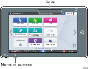 ภาพประกอบชื่อเรียกส่วนต่างๆ ของหน้าจอแผงควบคุมการทำงานตามหมายเลข