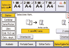 Ilustración de la pantalla del panel de mandos