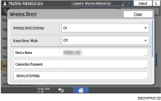 Operation panel screen illustration