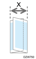 Illustration of the outer width (X) of Letter Fold-in in single-sheet fold