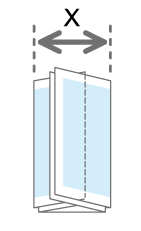 Illustration of the outer width (X) of Letter Fold-in in multi-sheet fold