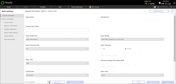 Operation panel screen illustration
