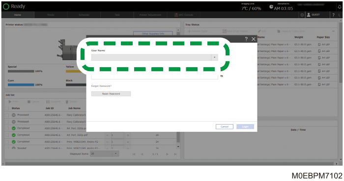 Operation panel screen illustration