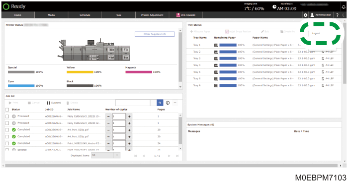 Operation panel screen illustration