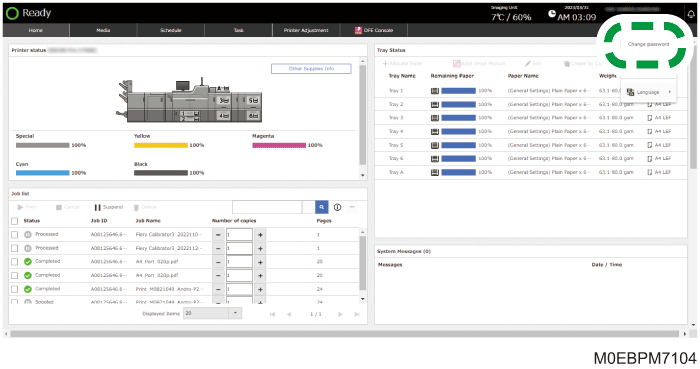 Operation panel screen illustration